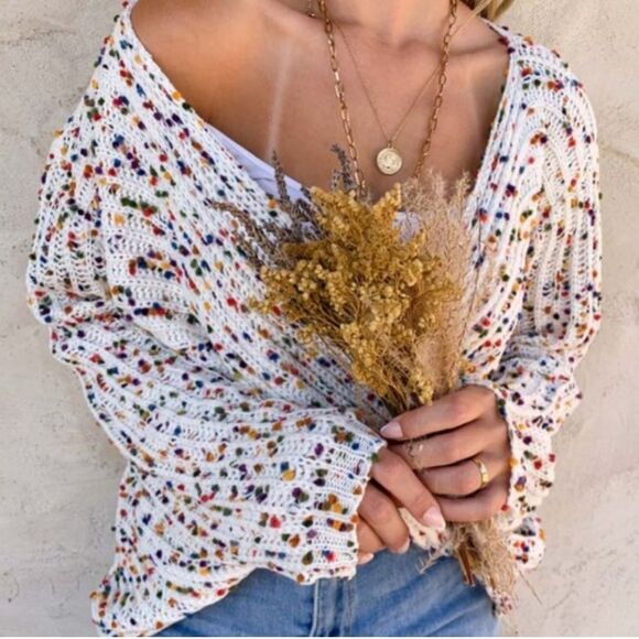 EXCELLENT CONDITION AMOLI MULTICOLOR CONFETTI KNOT TWIST SWEATER MEDIUM/LARGE - Picture 2 of 11